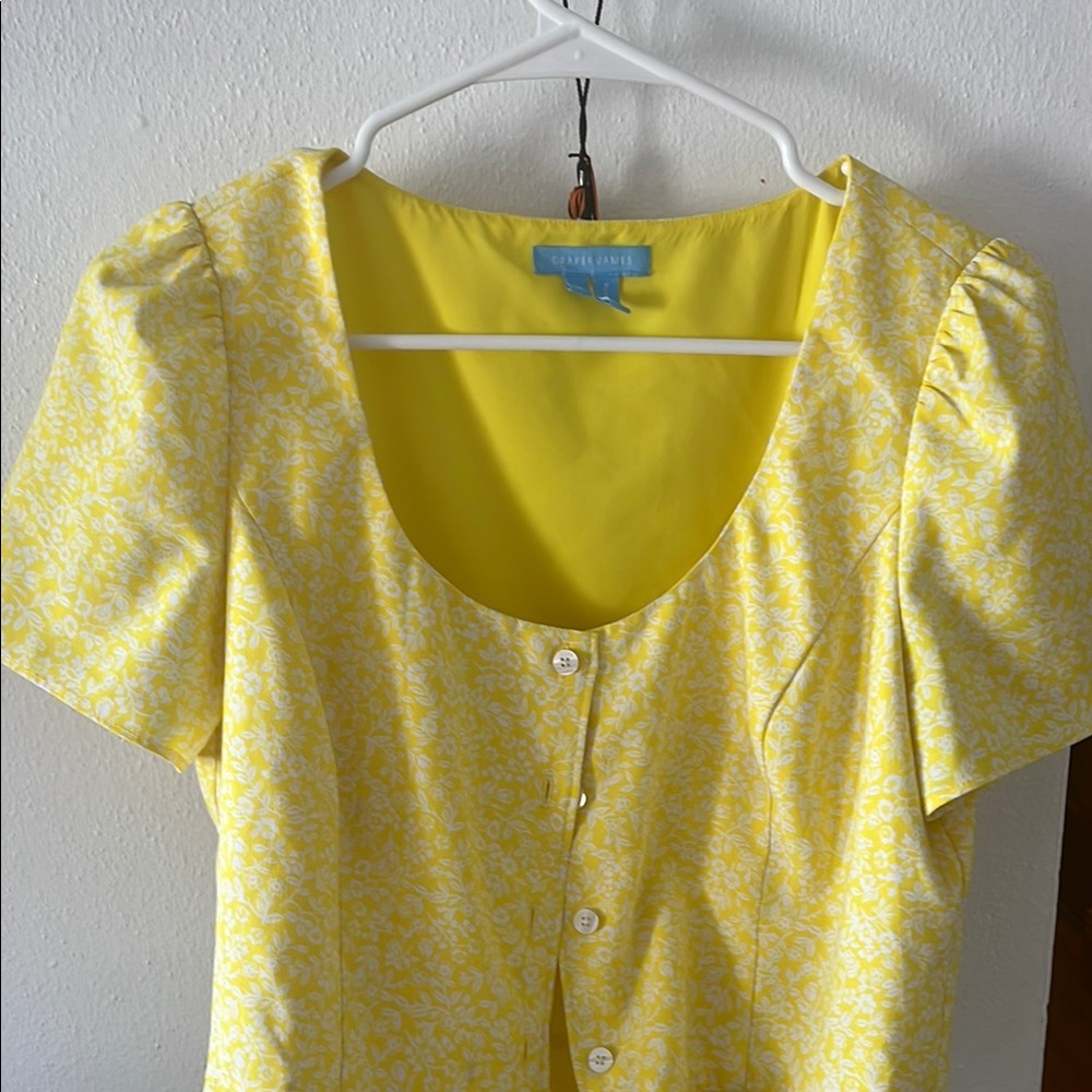 Yellow Floral Button-Up Dress Draper James Size 6
